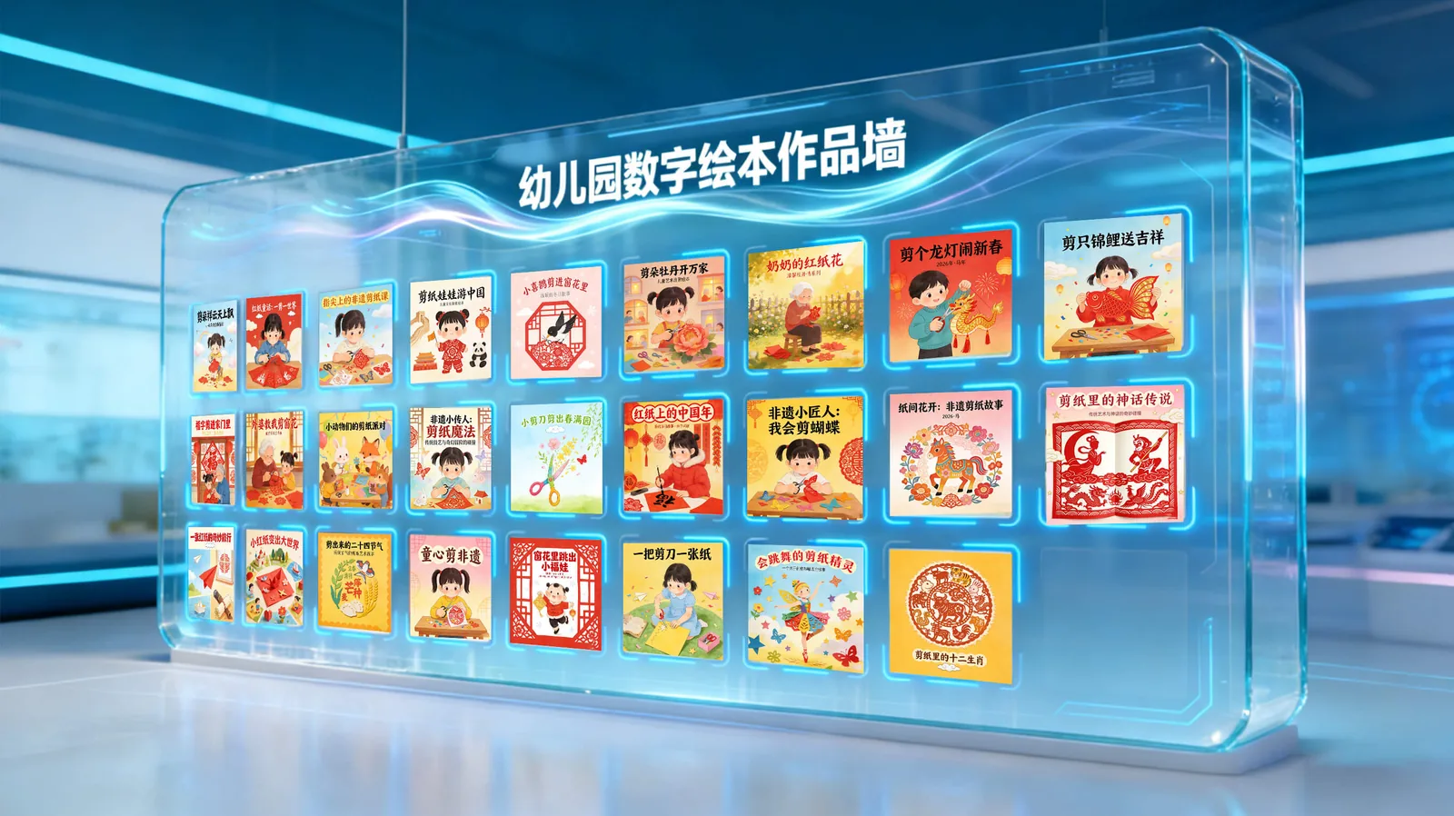 幼儿园数字绘本作品墙